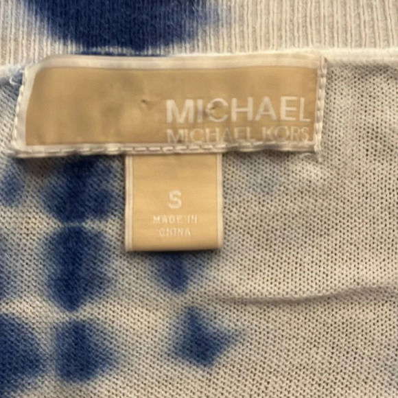 Michael Kors Blue and White Tie Dye Round Neck Short Sleeve Shirt Size S - Picture 2 of 7